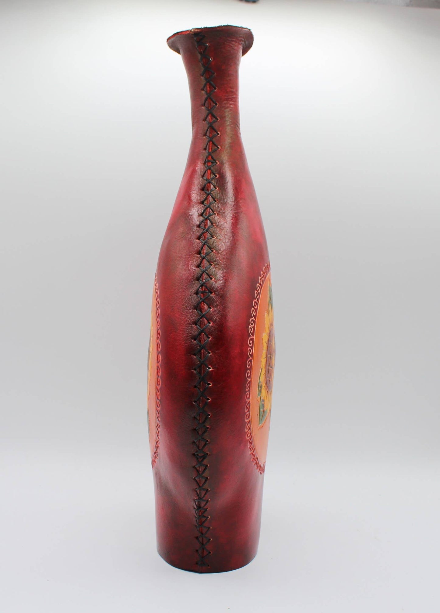 Handmade leather vase home decoration sunflower