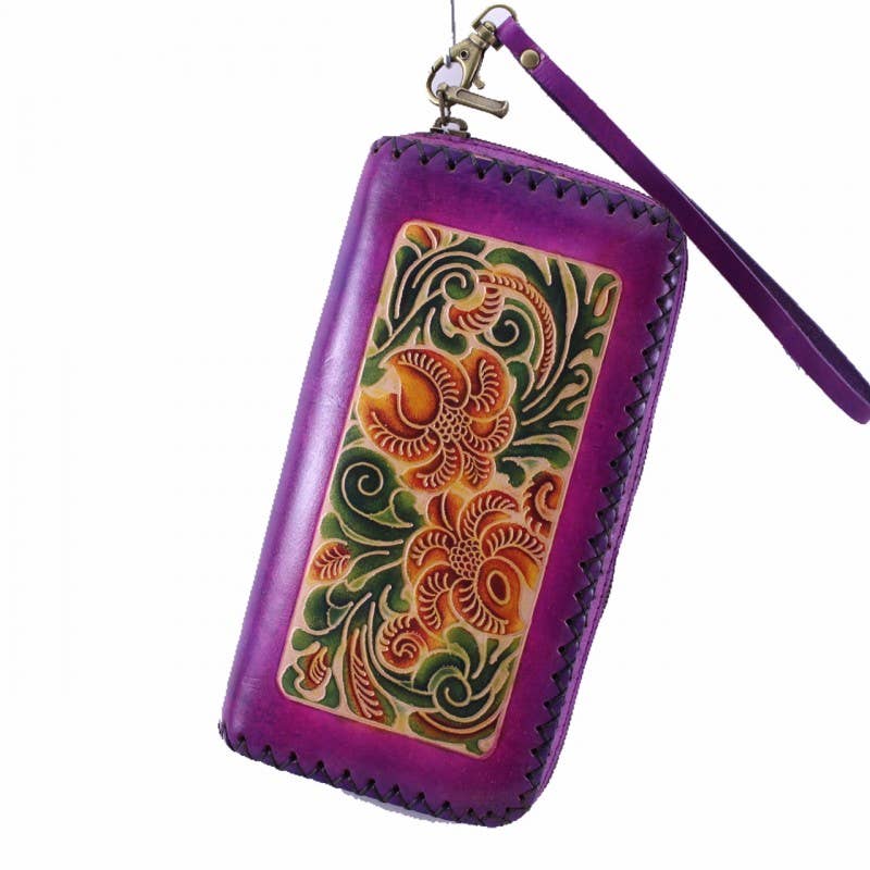 Large Flower Wallet wristlet - Xlw-13 – Sunflower Handmade Leather inc