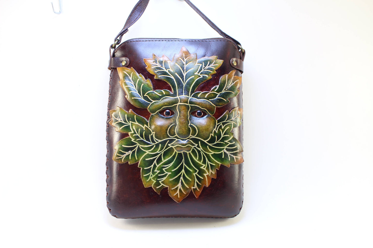 Y23 Handmade leather tree man purse pouch