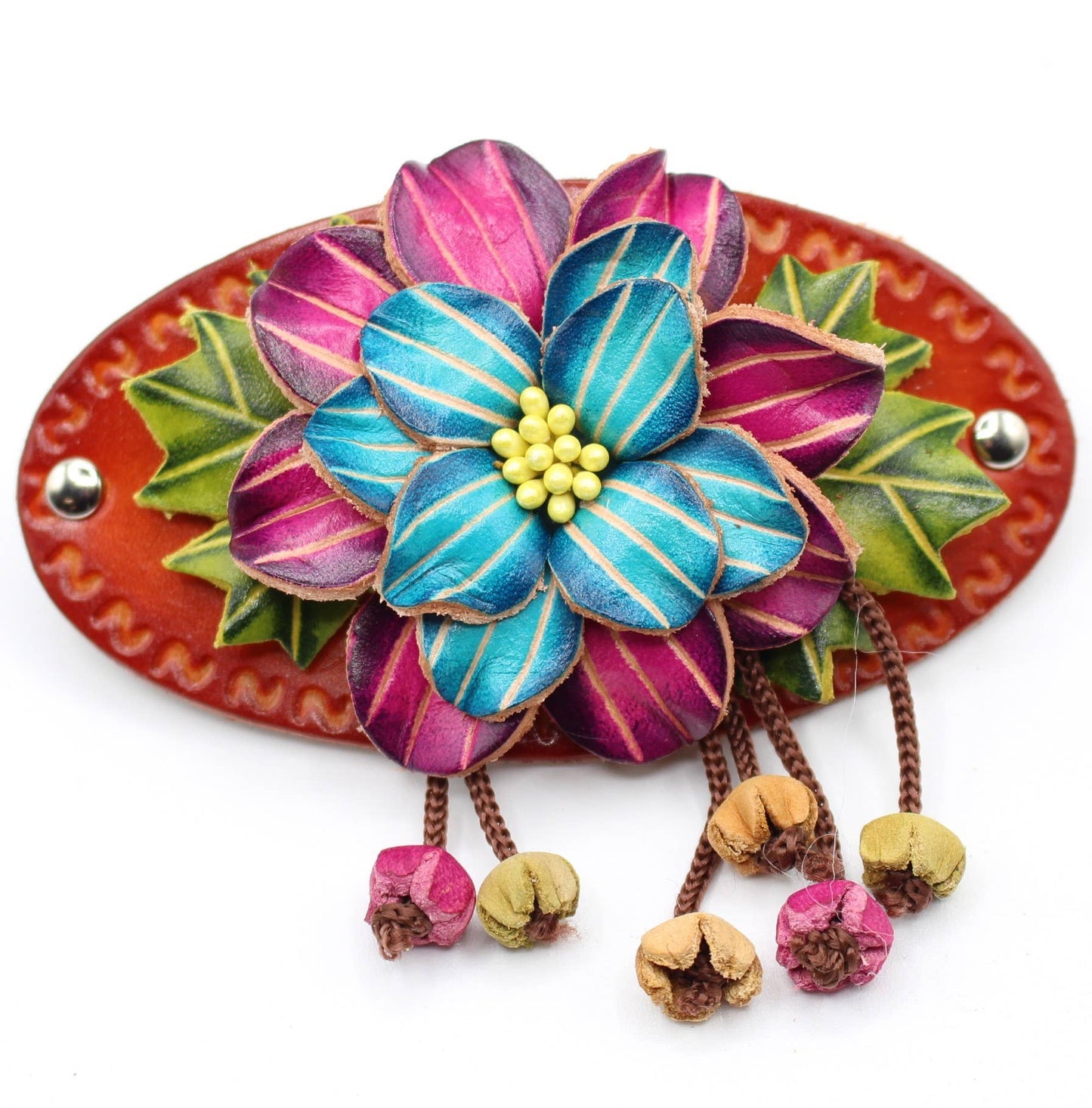 as0003-2 6 pcs woodstick and 6 pcs metal leather barrettes