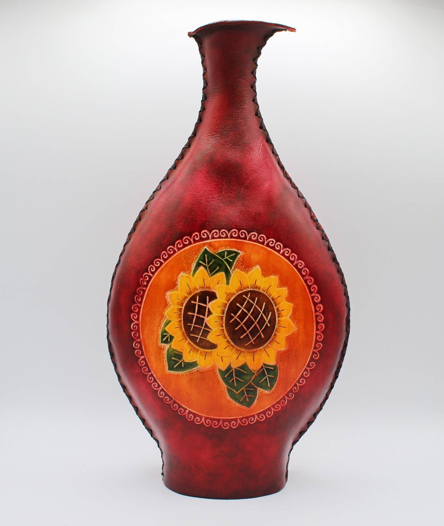 Handmade leather vase home decoration sunflower