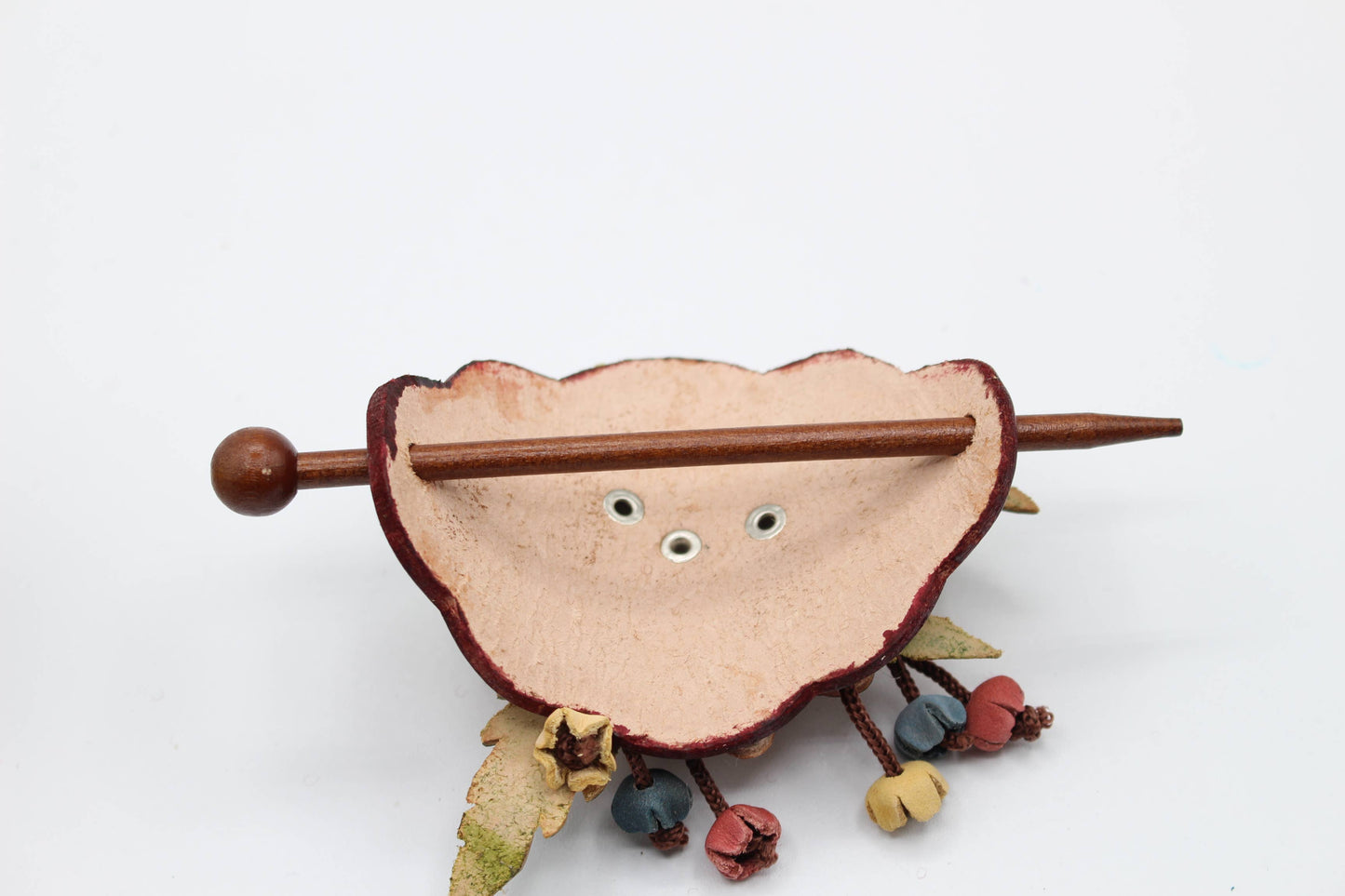 as0003-2 6 pcs woodstick and 6 pcs metal leather barrettes