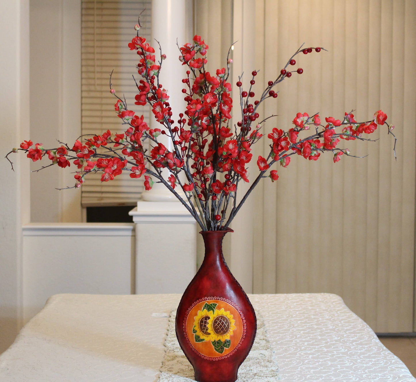 Handmade leather vase home decoration sunflower