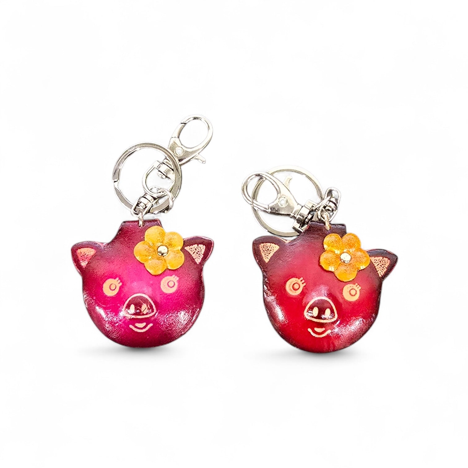 Handmade Leather Pig Animal Key Chain – Sunflower Handmade Leather inc